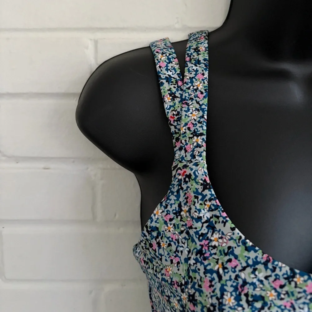Sage Collective Blue Floral Longline Sports Bra, SZ M LIKE NEW - Picture 5 of 10